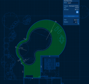 2d layout of concrete patio area