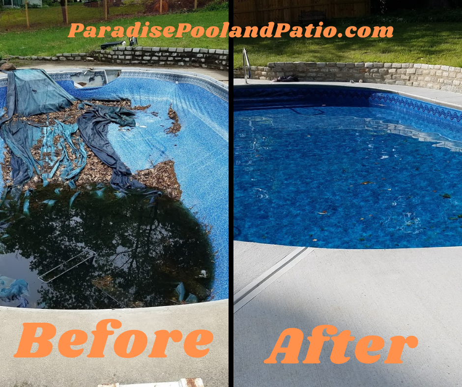 before and after picture of liner project